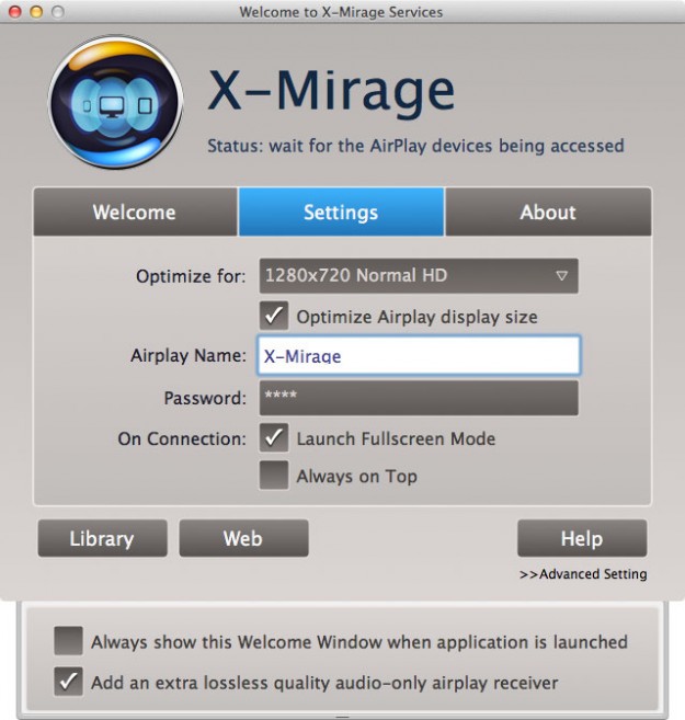 Einstellungen von X-Mirage (Screenshot)
